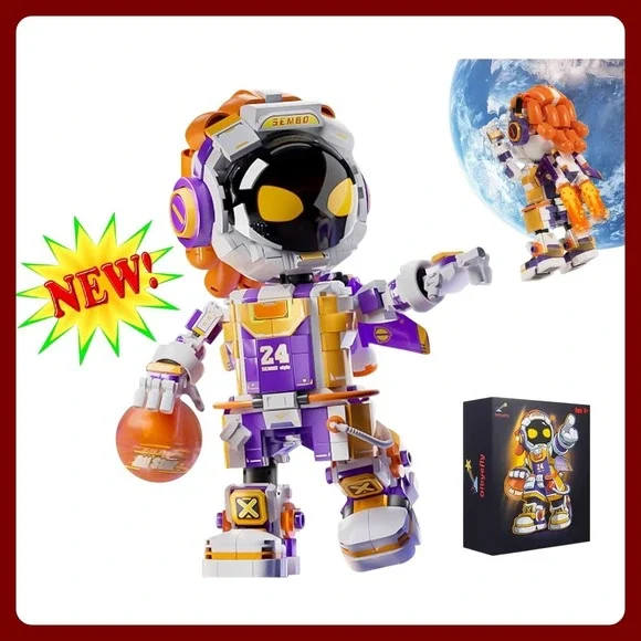 SEMBO Space Slam Dunk Basketball Robot LED Building Block Figure New 24 Toy