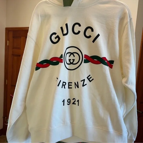 Men’s Gucci FIRENZE cotton hoodie interlocking G/web stripe small/medium
