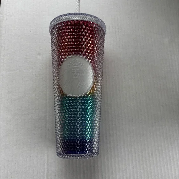 Starbucks Rainbow Studded‎ Venti Tumbler 24oz Ombre Grid Cold Cup