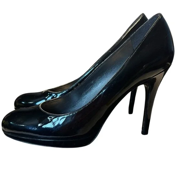 Stuart Weitzman Platswoon Black Patent Leather Platform Heels Size 7 N