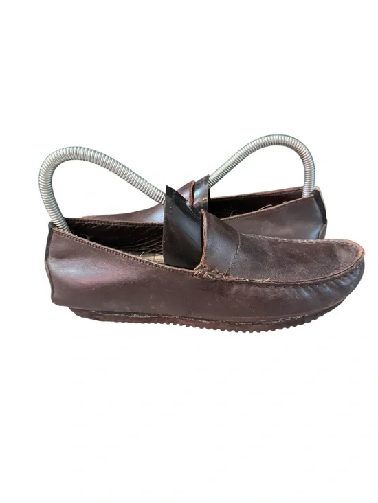 Vintage Gucci Men’s Brown Leather Driving Loafers Vibram Sole Size 7B Italy