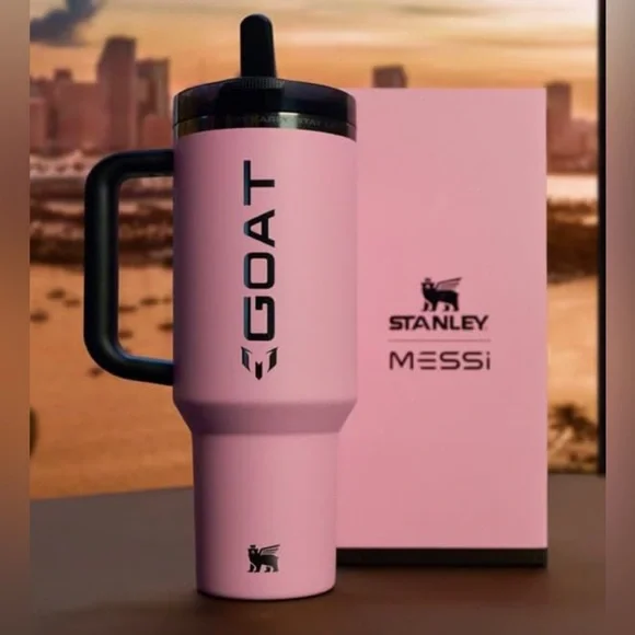 NEW: Stanley Messi Pink GOAT Quencher ProTour Flip Straw 40oz Tumbler w/Handle