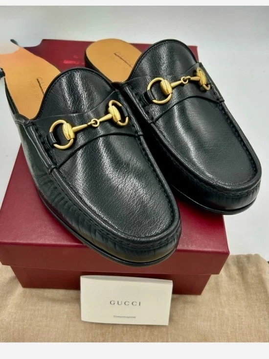 Men’s Gucci Open Horsebit Roos Backless Loafers. Size 8. Made in Italy.