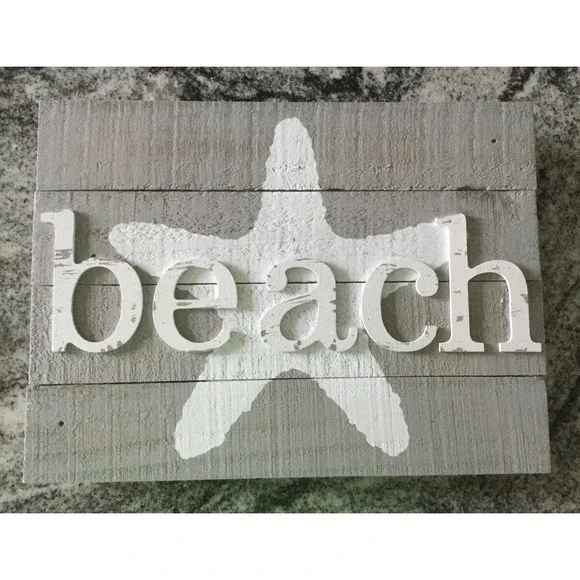 NEW Pallet‎ Board Wood Plank  Sign Beach Starfish (A5)
