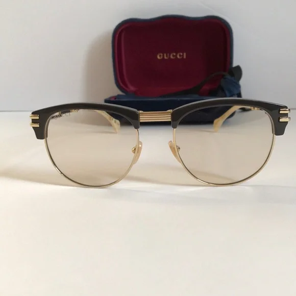 New Authentic Gucci Men's Brown and Gold  GG1107S Square Sunglasses