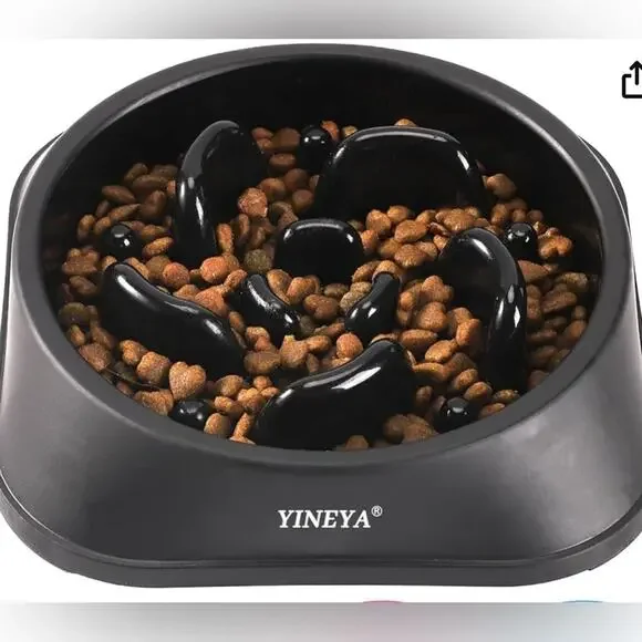 YINEYA‎ PET SLOW FEEDER DOG BOWL SMALL BREED DOG NWT BLACK