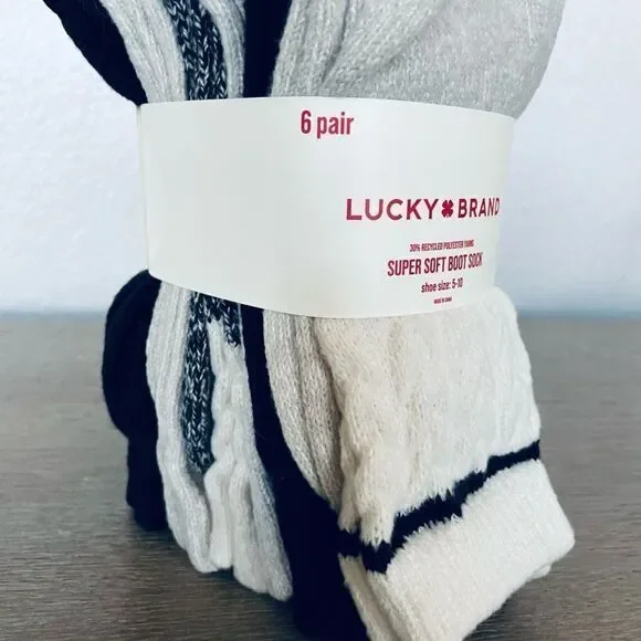 Lucky Brand 6-pk Super Soft Boot Socks