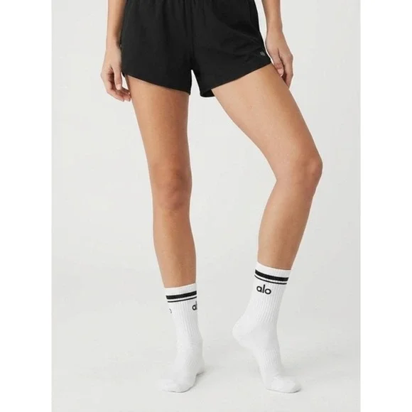 Alo‎ White/Black Unisex Half Crew Socks / NWT / Still in Bags / Size M