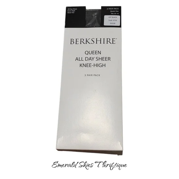 Berkshire 3 Pair Pack Queen All Day Knee High off black. Size 10-13. Free ship