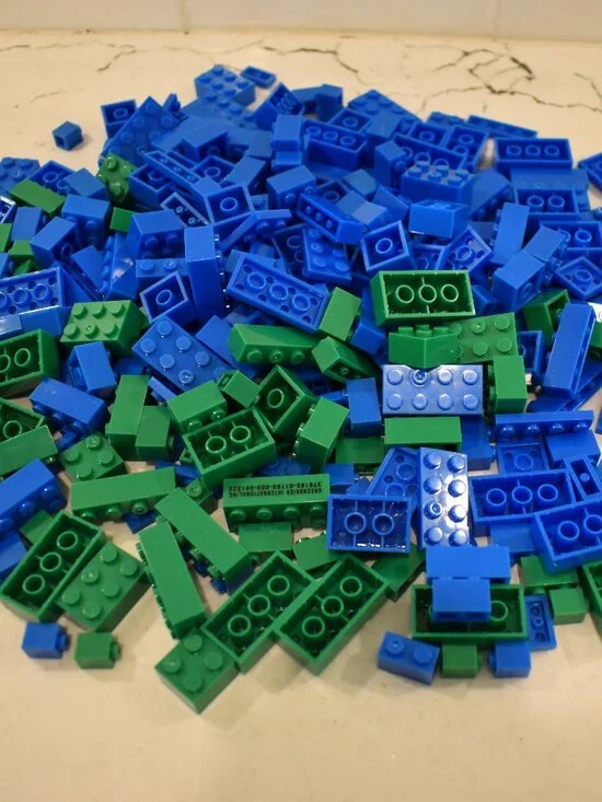 Bulk Building Block Lot 300+ Pieces Blue Green Educational STEM Bricks Classroom