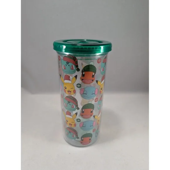 Pokemon Holiday Travel Tumbler 20 oz Pikachu Bulbasaur‎ Charmander Squirtle