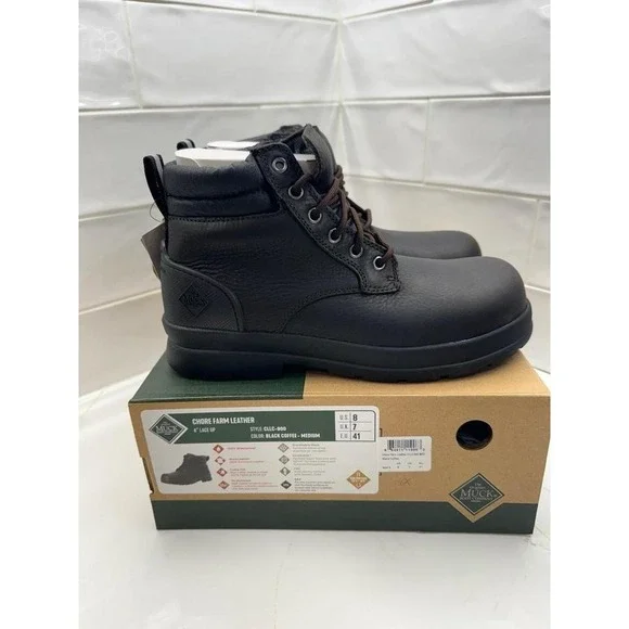 MUCK MEN'S CHORE FARM LEATHER lace‎ up BOOT men's 8 composite toe