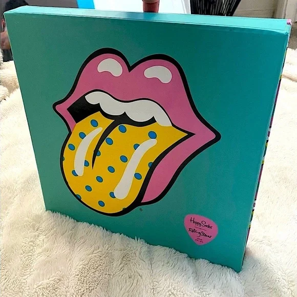 Rolling Stones Happy Socks 6 Pair Colorful Patterned Box Set Collection