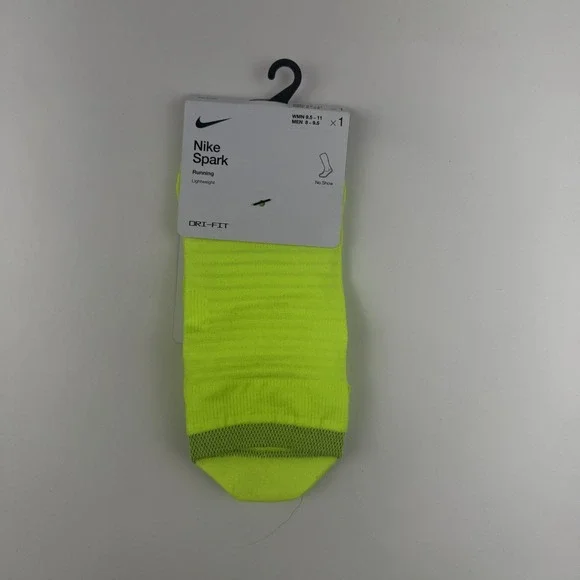 New Womens Nike Spark Lightweight Yellow Running No Show Socks Size 9.5-11