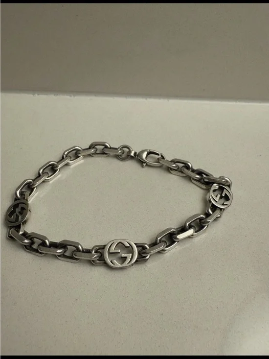 Gucci Silver Interlocking G Link Bracelet - Men's Jewelry