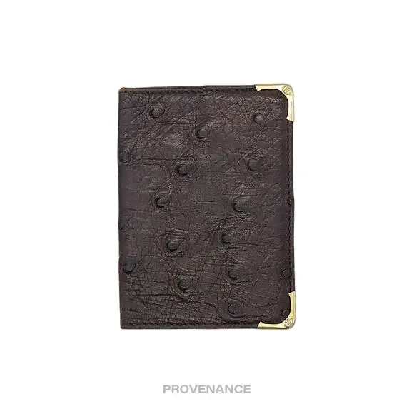 🔴 Gucci Pocket Organizer Wallet - Chocolate Ostrich Leather