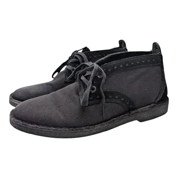 Levi's Stylish Black Canvas Chukka Boots Men's Size 9 Casual Lace-Up Ankle Shoes