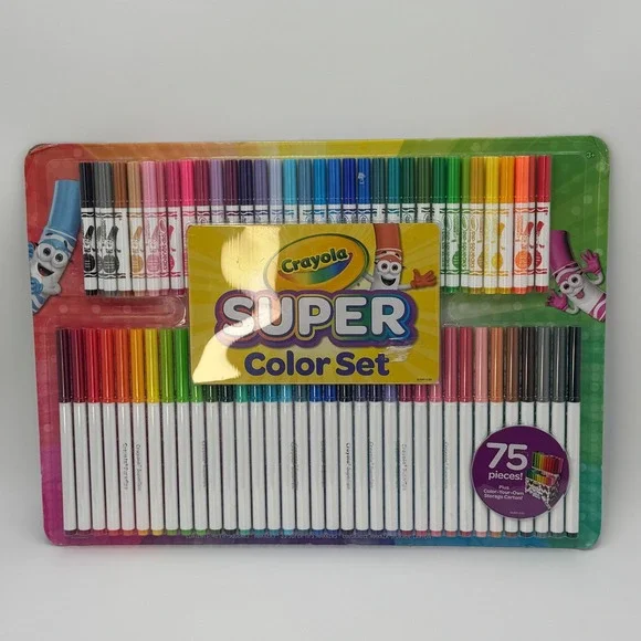 Crayola Super Color‎ Set 75 Piece Art Kit Washable Marker Set Kids Crafts NEW