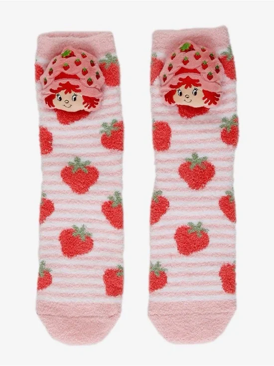 Strawberry Shortcake Plush Fuzzy Slipper Socks - New