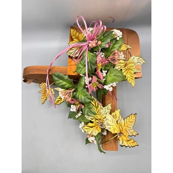 Vtg Home Interiors Rustic‎ Copper Mailbox Shelf Wall Decor Leaf Floral Accents