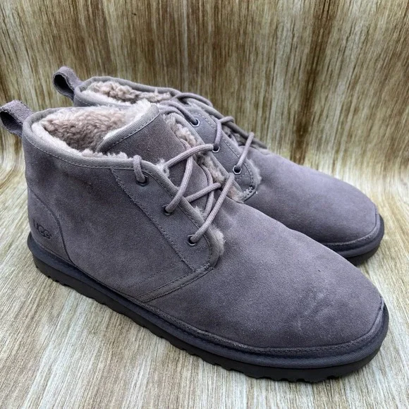 UGG Neumel Chukka Boots Men's Size 14 Grey Suede Sheepskin Lined Shoes 3236‎