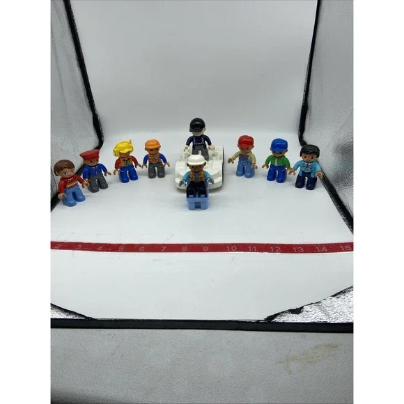 Duplo Figures (11) Car Base Chair Farmer Delivery Pilot Construction Worker