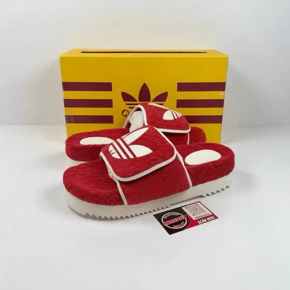 Size 11UK/12US - Gucci x Adidas Red Platform Sandals NEW