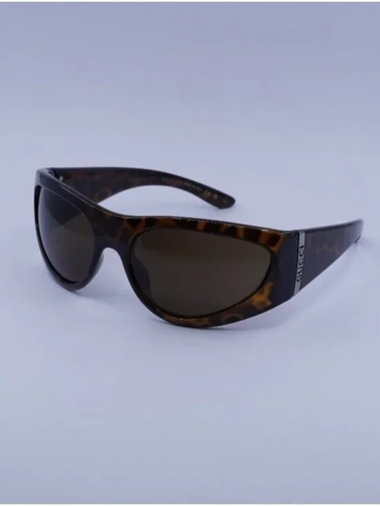 Gucci GG1575S 002 Sunglasses Animal Havana Square Frame, Brown Lenses