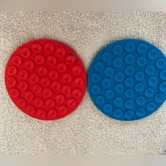 Slow Feeder‎ Dog Mats- Blue and Red Set of 2