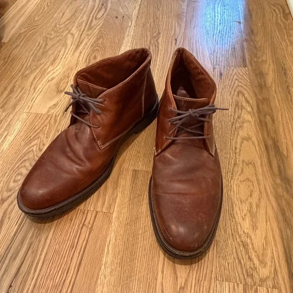 Johnston & Murphy Mens Tan Leather Chukka Boots Memory Foam 14M 25-2022