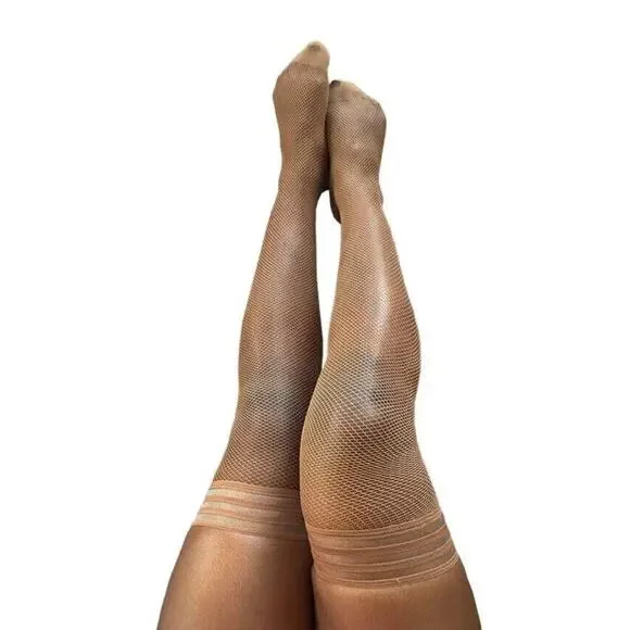 🦋B2G1🦋KIX’IES ANDIE Chocolate Nude Fishnet Thigh Highs