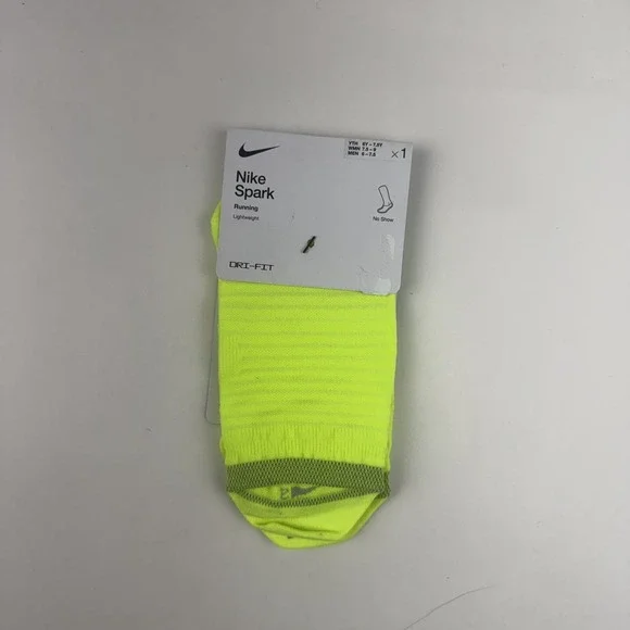 New Womens Nike Spark Lightweight Yellow Running No Show Socks Size 7.5-9