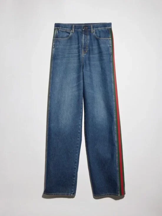 Gucci Wide Leg Jeans With Web Detail Tag Size 33 Men