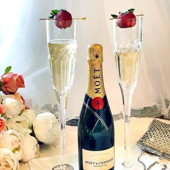 ♥️ TALL Mid Century Champagne flutes, oversized tall wedding glasses PRICE FIRM.