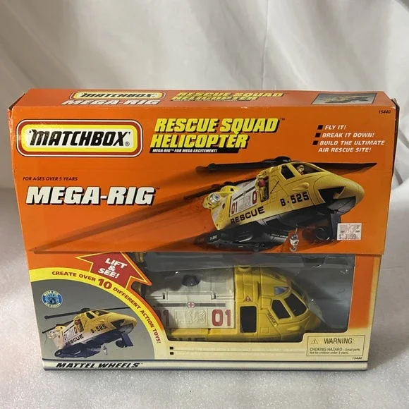 Vintage 1997 Mattel Inc. Matchbox Mega Rig Rescue Squad Helicopter‎ .