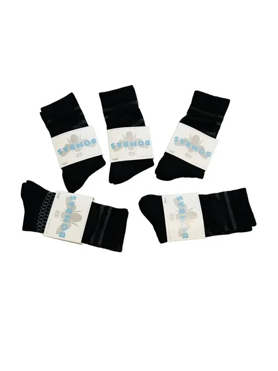 Bombas Crew socks size small black honeycomb arch support stay up antimicrobial