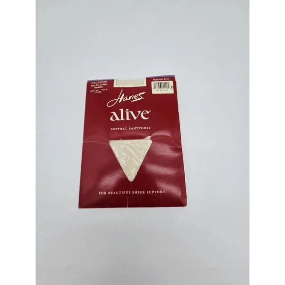 Hanes Alive Pantyhose 1980s Vntg Pearl 811 Size E Made USA Full Support Sheer