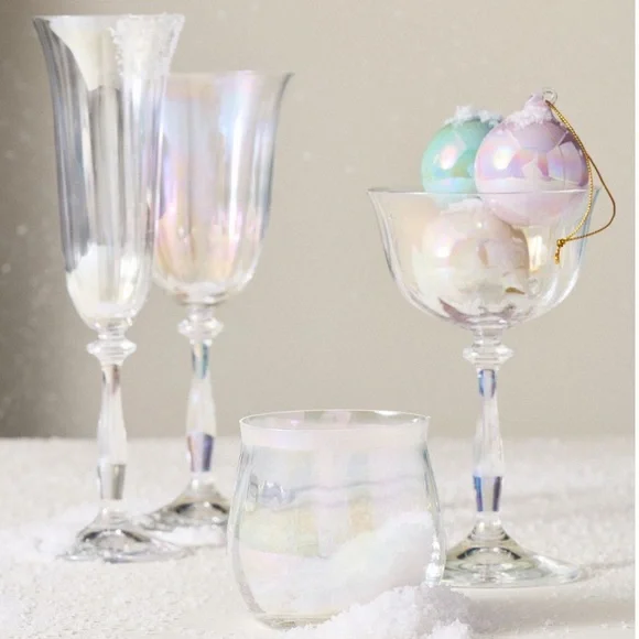 Anthropologie 24kg glaze Wine Glass New York City Nutcracker Ballet