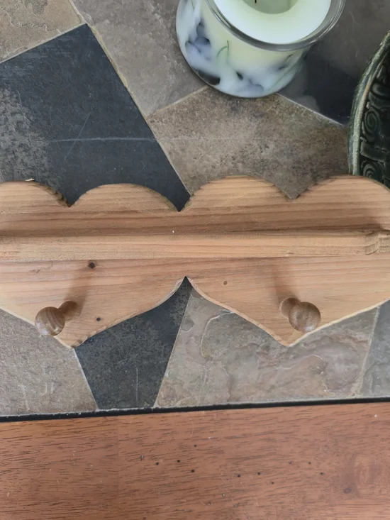 Natural Wood Heart Wall Hook Rack - Rustic Home Wall Decor