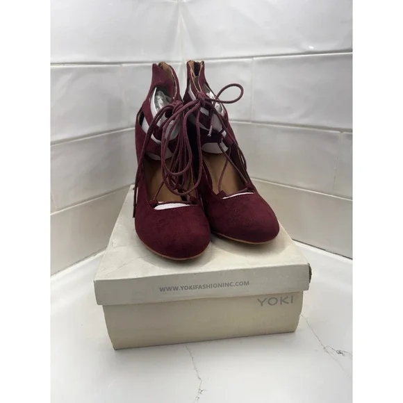 Heels‎ burgundy lace up 8.5 women's Loki brand