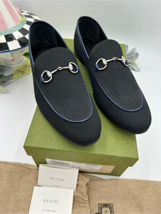 Men's  Gucci, NEW JORDAAN canvas horse bit loafer size 13 made in Italy