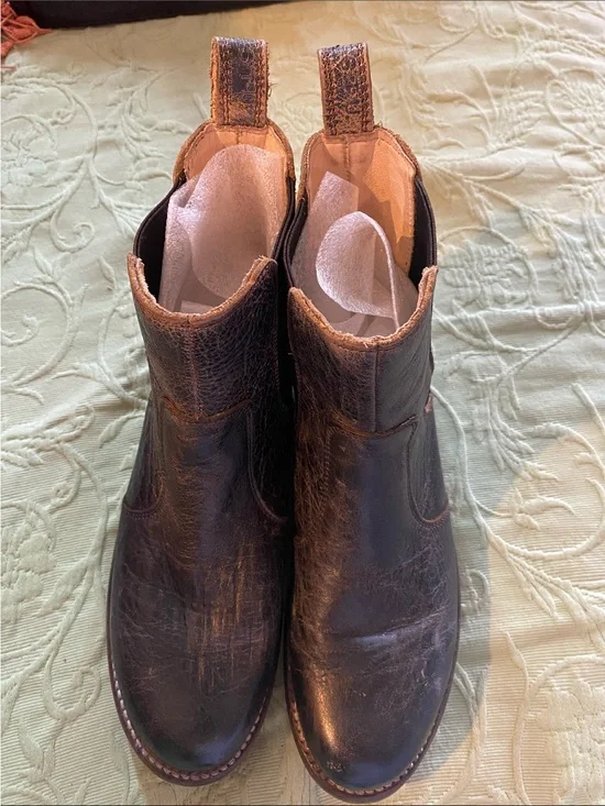 Bed Stu Nandi womens leather ankle boots in a weathered