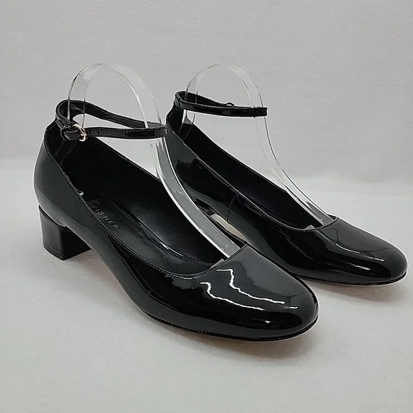 Marc Fisher LTD Parri Block Heel Black Mary Jane Dress Pumps Patent Leather 10M