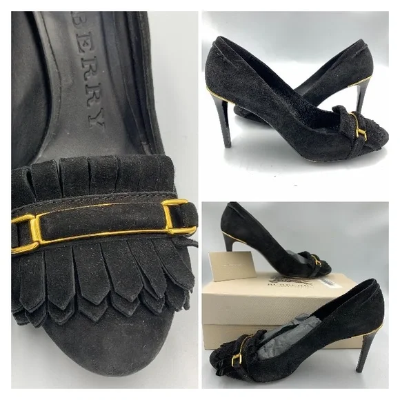 Burberry Metal Bar Hampden Fringe Black Pump