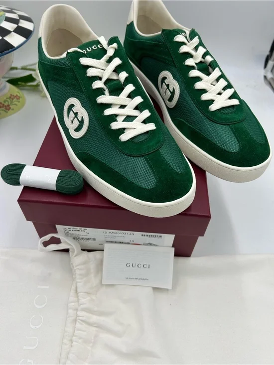 Men's Gucci interlocking G suede – canvas  sneakers size 13 made in Italy