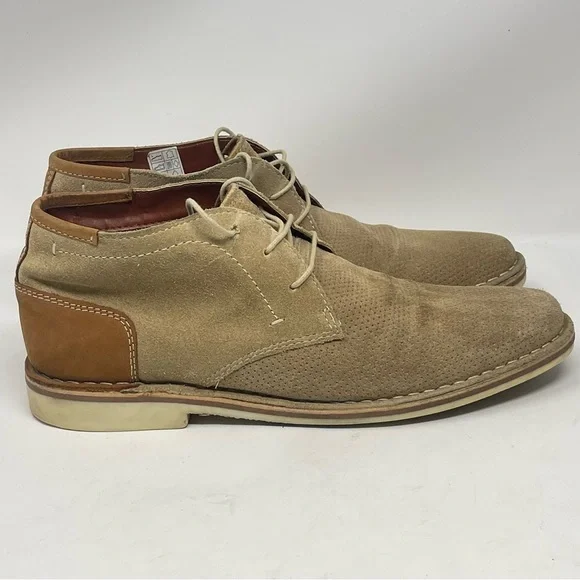 Steve Madden Hendric Chukka Boots Mens 8.5 Tan Brown Suede Perforated Lace Up