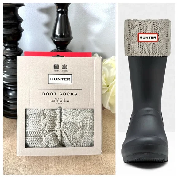 NWT Hunter Cable Knit Cuff Short Boot Socks