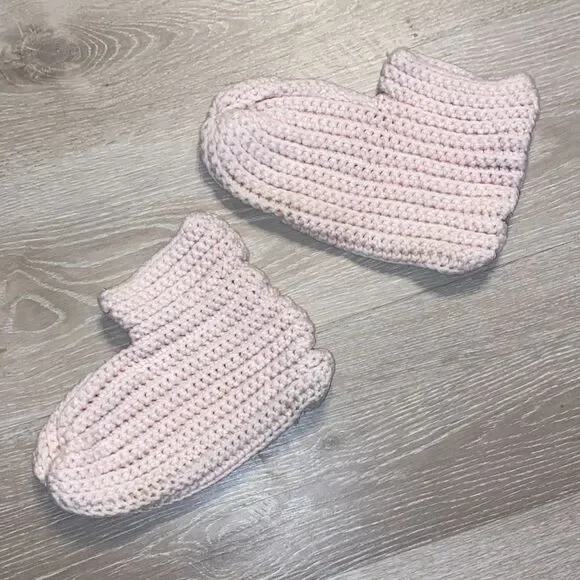Handmade Cozy Pink Crochet Adult Booties