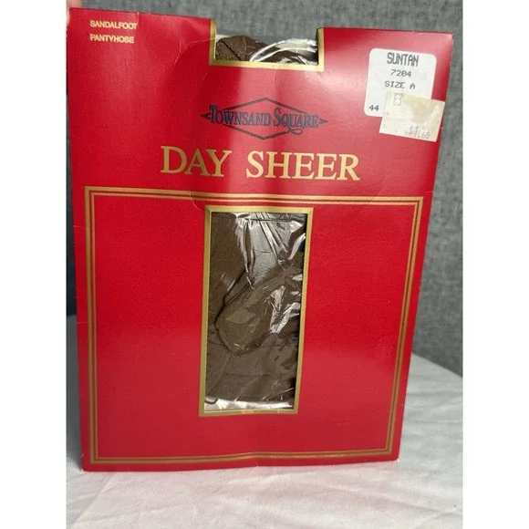 Vintage 80s/90s Sears Townsand Square Pantyhose Stockings Suntan Size A NIB‎
