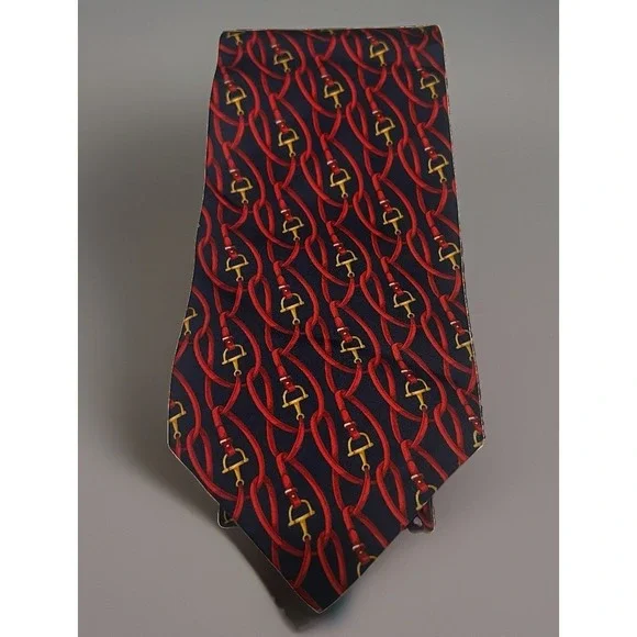 Gucci Silk Tie Horsebit Logo Print Made in Italy